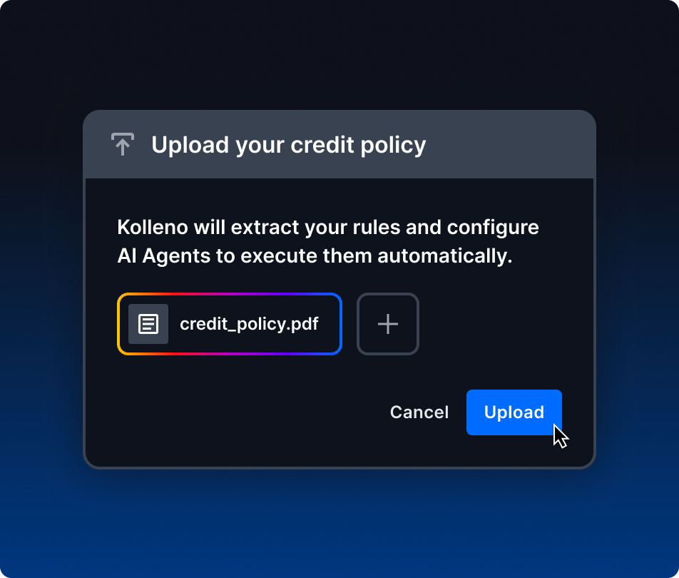 Credit policy upload