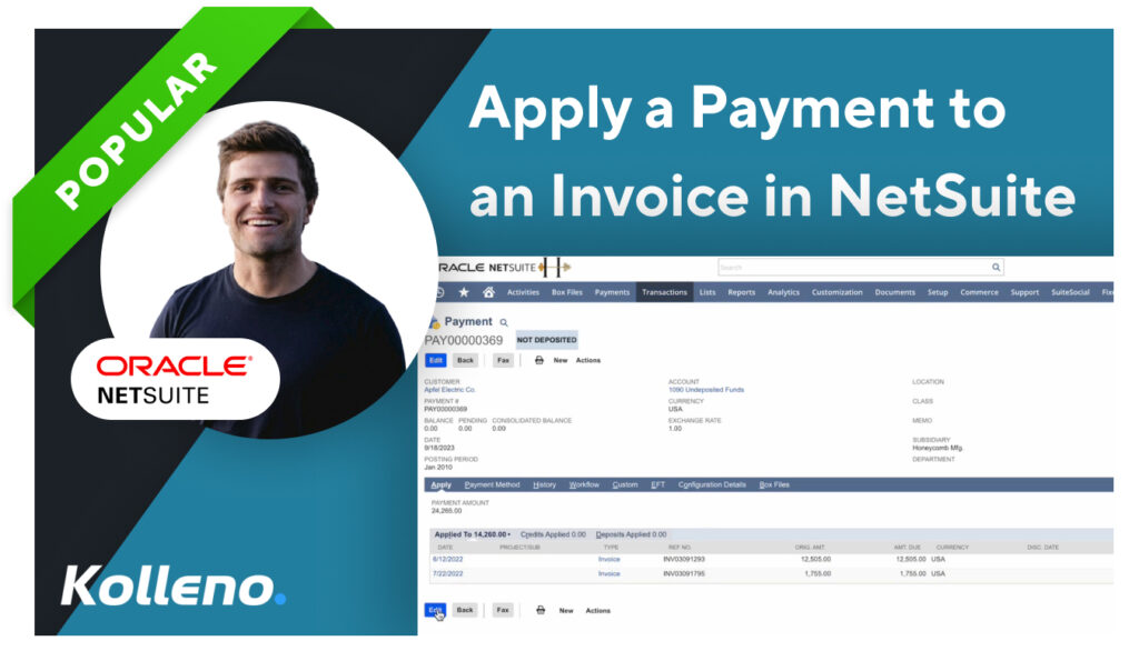 Apply Payment to an invoice in NetSuite