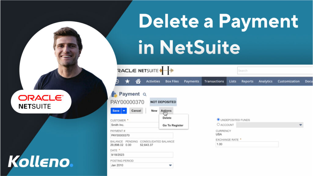 How to delete a payment in NetSuite