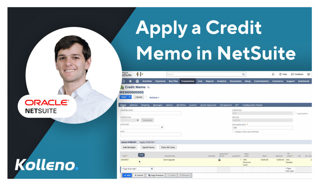 Apply a Credit Memo in NetSuite