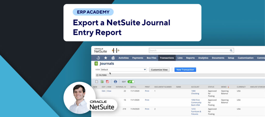 How To Export your NetSuite Journal Entry Report? | Kolleno