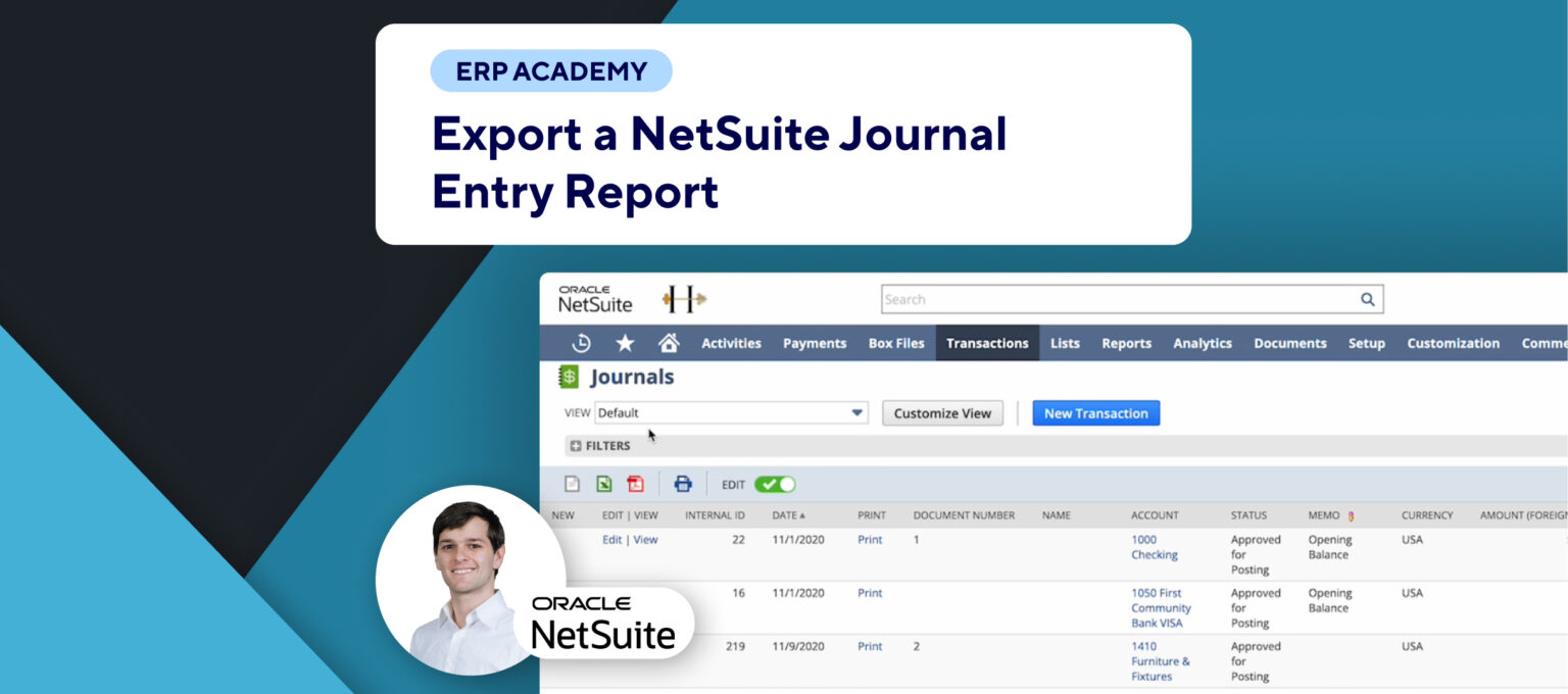 How To Export your NetSuite Journal Entry Report? | Kolleno