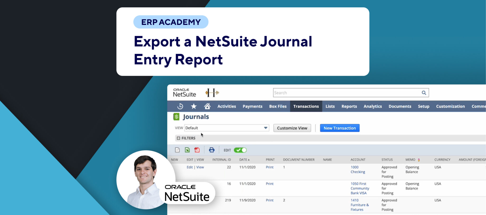 How To Export your NetSuite Journal Entry Report? | Kolleno