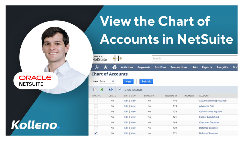 View the chart of accounts