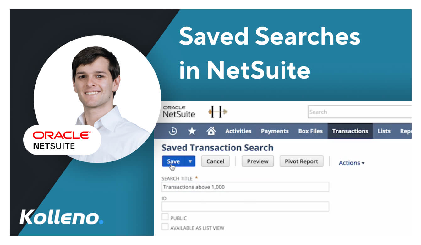 Saved searches in NetSuite