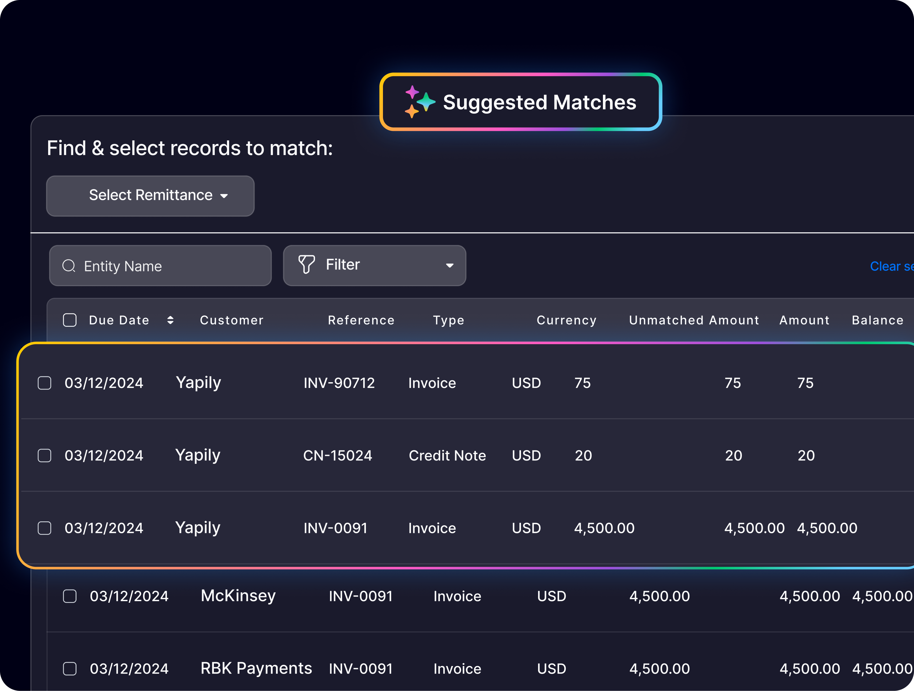 Reconcile payments automatically